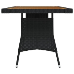 Tavolo Giardino Nero 130x70x72cm Polyrattan e Massello d'Acacia