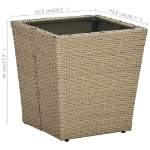 Tavolino Beige 41,5x41,5x44 cm in Polyrattan e Vetro Temperato