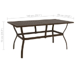 Tavolo da Giardino Marrone 140x80x72 cm in Acciaio