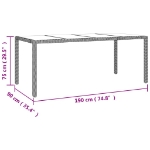 Tavolo da Giardino Piano Vetro Beige Polyrattan Vetro Temperato
