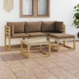 Set Divani da Giardino 5 pz con Cuscini Grigio Talpa