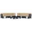 Set Divani a Pallet e Cuscini 6 pz in Pino Impregnato Nero