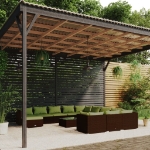 Set Divani da Giardino 13 pz con Cuscini in Polyrattan Marrone