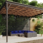 Set Divani da Giardino 9 pz con Cuscini in Polyrattan Grigio