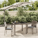 Set da Pranzo da Giardino 3 pz con Cuscini in Polyrattan Grigio