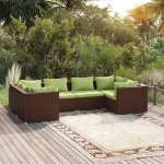 Set da Giardino 6 pz con Cuscini in Polyrattan Marrone