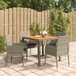 Set da Pranzo da Giardino 5 pz con Cuscini in Polyrattan Grigio