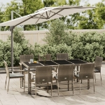 Set da Pranzo da Giardino 9 pz con Cuscini in Polyrattan Grigio