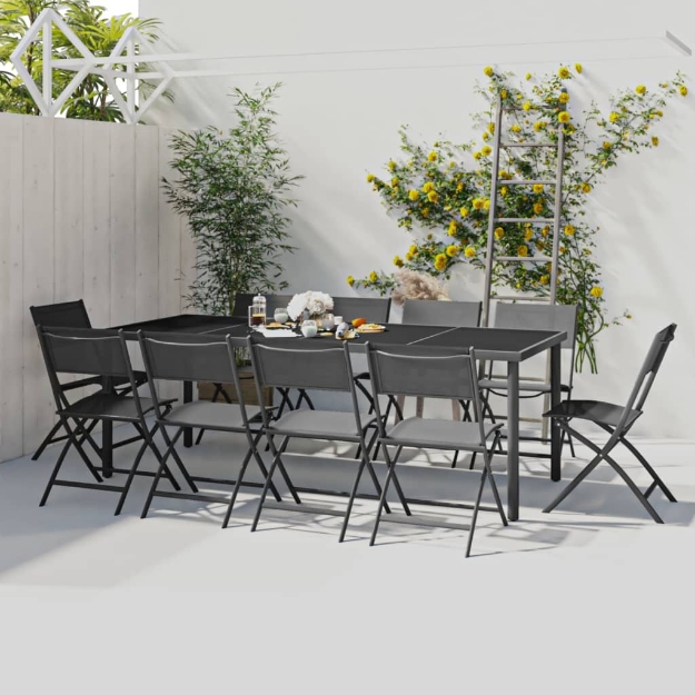 Set da Pranzo per Esterni 11 pz in Acciaio