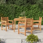 Set da Pranzo per Giardino 5 pz in Legno Massello di Teak