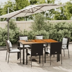 Set da Pranzo da Giardino 7 pz Nero con Cuscini in Polyrattan