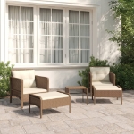 Set Divani da Giardino 5 pz con Cuscini Marrone in Polyrattan