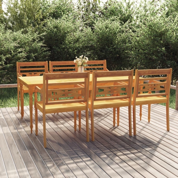 Set da Pranzo da Giardino 7 pz in Legno Massello di Teak