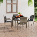 Sedie da Giardino con Cuscini 4 pz in Polyrattan Grigie