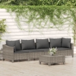 Set Divani da Giardino 5 pz con Cuscini in Polyrattan Grigio