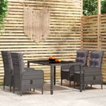 Set Mobili da Pranzo per Giardino 5 pz in Polyrattan Grigio