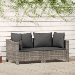 Set di Divani da Giardino 2 pz con Cuscini in Polyrattan Grigio