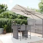 Set Bar da Giardino 5 pz con Cuscini in Polyrattan Grigio