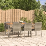 Set da Pranzo da Giardino 7 pz con Cuscini in Polyrattan Grigio