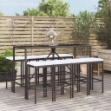 Set Bar da Giardino 9 pz con Cuscini in Polyrattan Nero