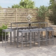 Set Bar da Giardino 11 pz con Cuscini in Polyrattan Grigio