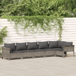Set Divani da Giardino 6 pz con Cuscini in Polyrattan Grigio