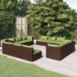 Set Divani da Giardino 12 pz con Cuscini in Polyrattan Marrone