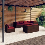 Set Divani da Giardino 8 pz con Cuscini in Polyrattan Marrone