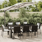 Set da Pranzo da Giardino 9 pz con Cuscini Nero in Polyrattan