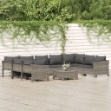 Set Divani da Giardino 10 pz con Cuscini in Polyrattan Grigio