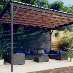 Set Divani da Giardino 11 pz con Cuscini in Polyrattan Grigio