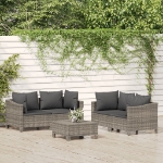 Set Divani da Giardino 5 pz con Cuscini in Polyrattan Grigio