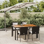 Set da Pranzo da Giardino 5 pz Nero con Cuscini in Polyrattan