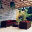 Set Divani da Giardino 6 pz con Cuscini in Polyrattan Marrone