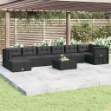 Set Mobili da Giardino con Cuscini 8 pz Nero in Polyrattan