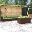 Set Divani da Giardino 8 pz con Cuscini in Polyrattan Marrone