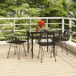 Set da Pranzo da Giardino 5 pz Nero in Polyrattan