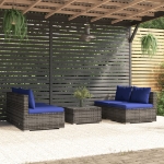 Set Divani da Giardino 5 pz con Cuscini in Polyrattan Grigio