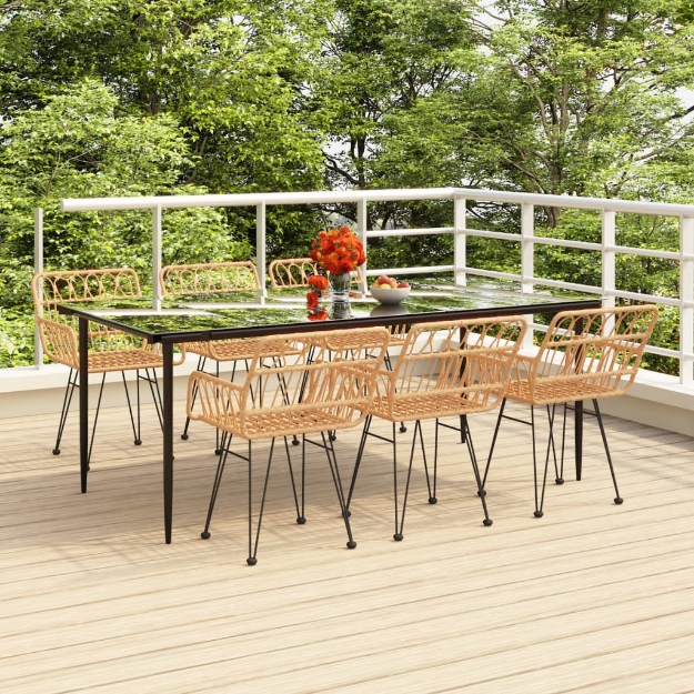 Set da Pranzo da Giardino 7 pz in Polyrattan