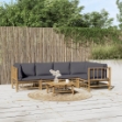 Set Salotto da Giardino 6pz con Cuscini Grigio Scuro Bambù