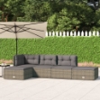 Set Divani da Giardino 5 pz con Cuscini in Polyrattan Grigio