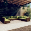 Set Divani da Giardino 10 pz con Cuscini in Polyrattan Marrone