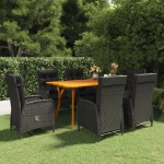 Set da Pranzo da Giardino 7 pz Nero