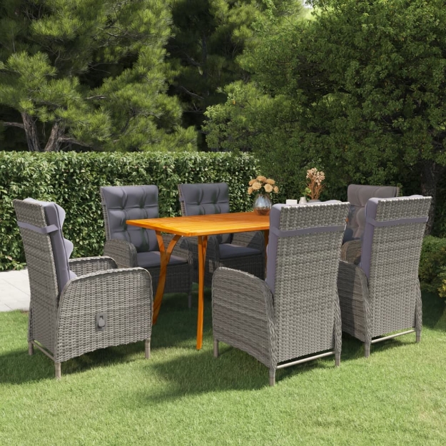 Set da Pranzo da Giardino 7 pz Grigio