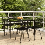Set da Pranzo da Giardino 5 pz Nero in Polyrattan