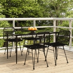 Set da Pranzo da Giardino 5 pz Nero in Polyrattan