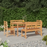 Set da Pranzo per Giardino 5 pz in Legno Massello di Teak