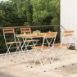 Set Bistrò Pieghevole 5pz in Legno Massello di Acacia e Acciaio