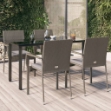 Set da Pranzo Giardino 5pz Nero e Grigio con Cuscini Polyrattan