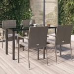 Set da Pranzo Giardino 5pz Nero e Grigio con Cuscini Polyrattan